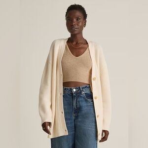 NWT Quince Mongolian Cashmere Oversized Boyfriend
Cardigan Sweater in Ivory, M